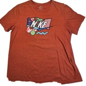 Nike Mens XL Graphic Tee Burnt Orange Retro 80s 90s Palm Tree Logo T-Shirt